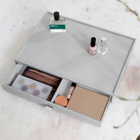 Organizer na kosmetyki Stackers Pebble supersize kamienna szarość z szufladą z podziałką