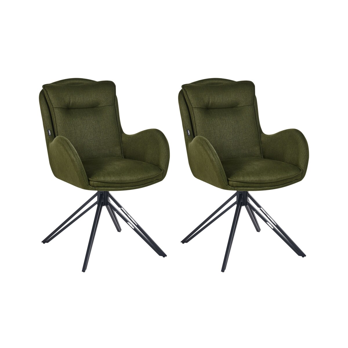 Zestaw 2 krzeseł do jadalni AVELAR Tkanina Ciemnozielony