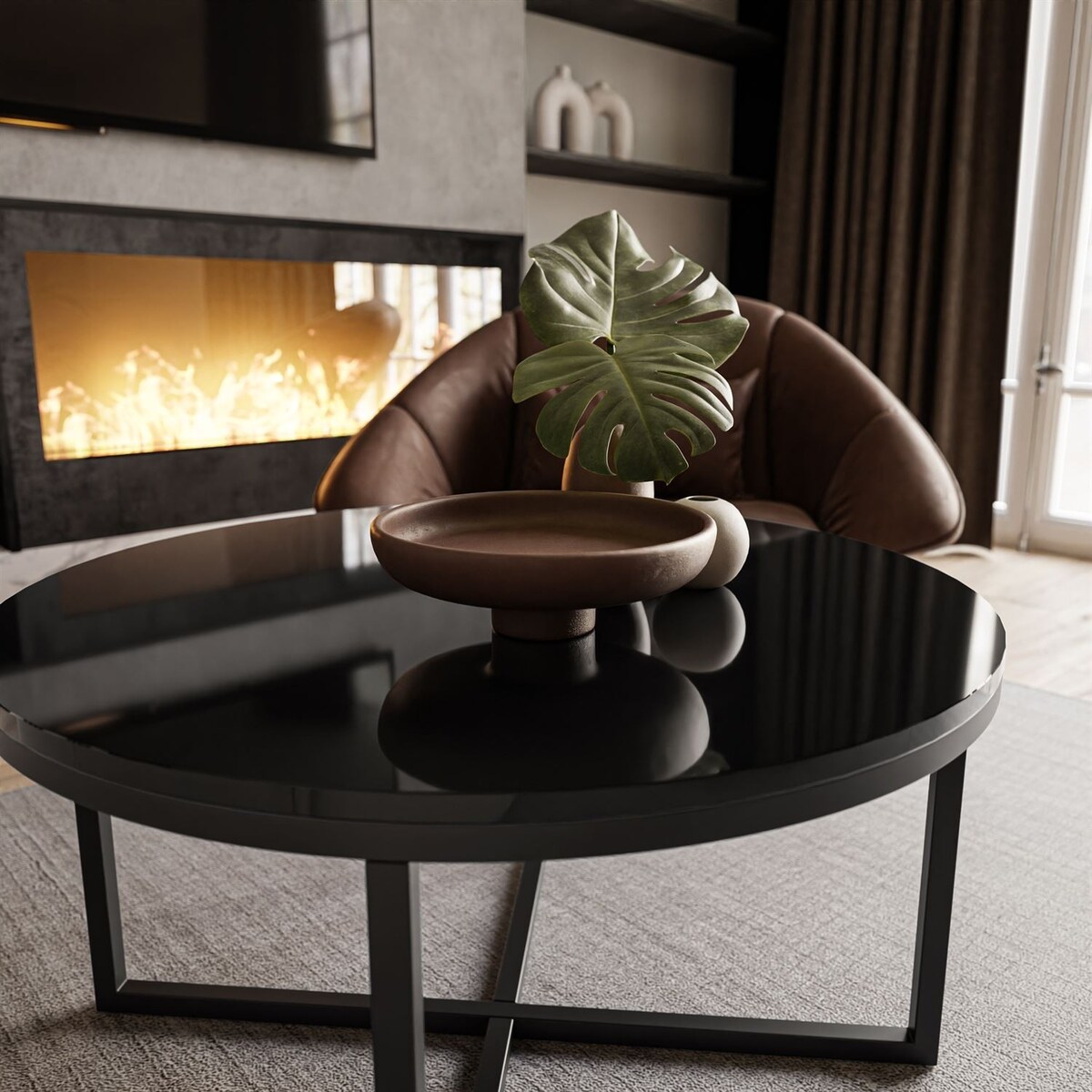 Okrągły stolik kawowy CIRI-X czarny połysk