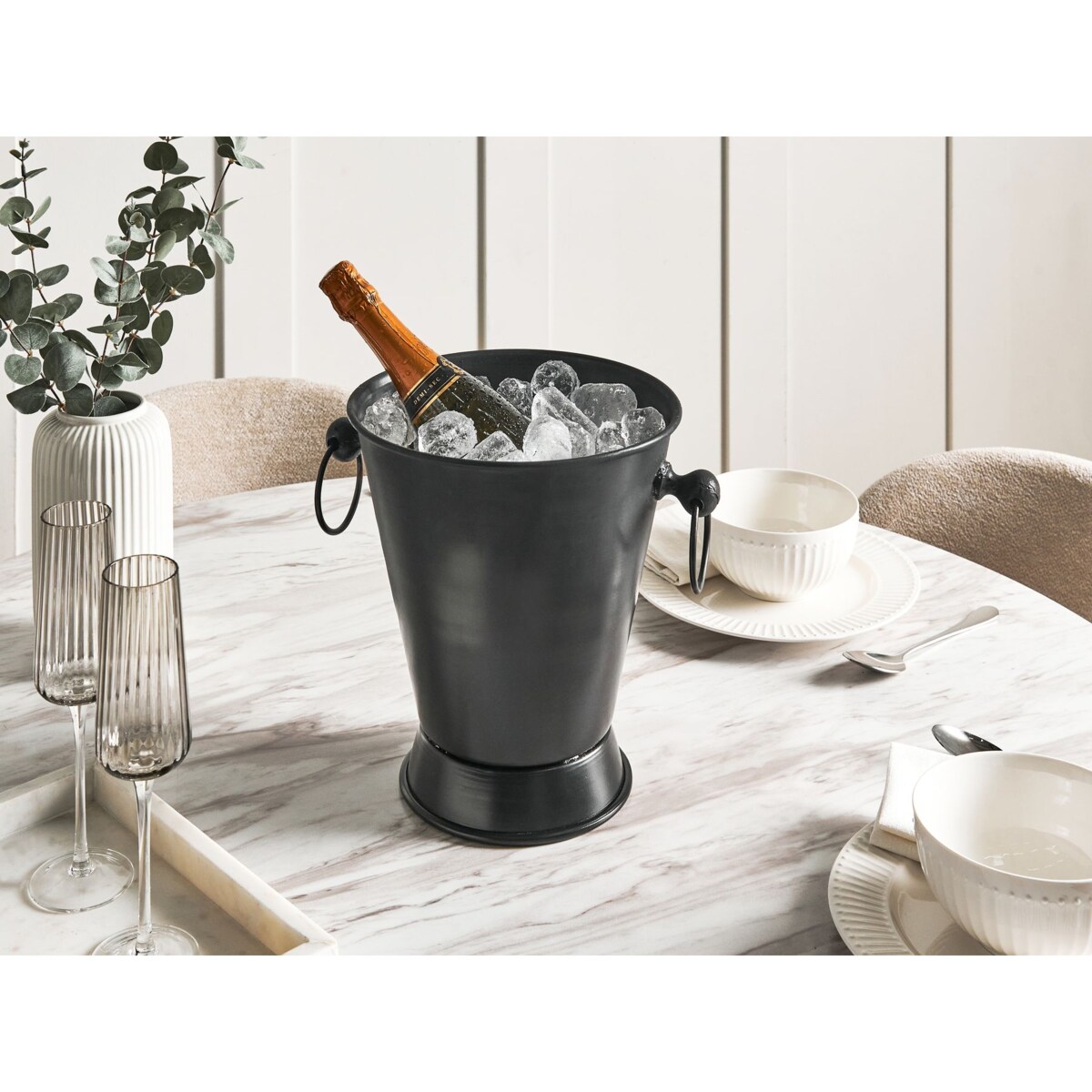 Pojemnik na lód metalowy srebrny BIRMA