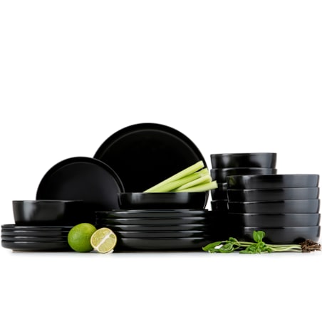 KONSIMO VICTO Ekskluzywny zestaw obiadowy dla 6 osób czarny mat (24 elementy)