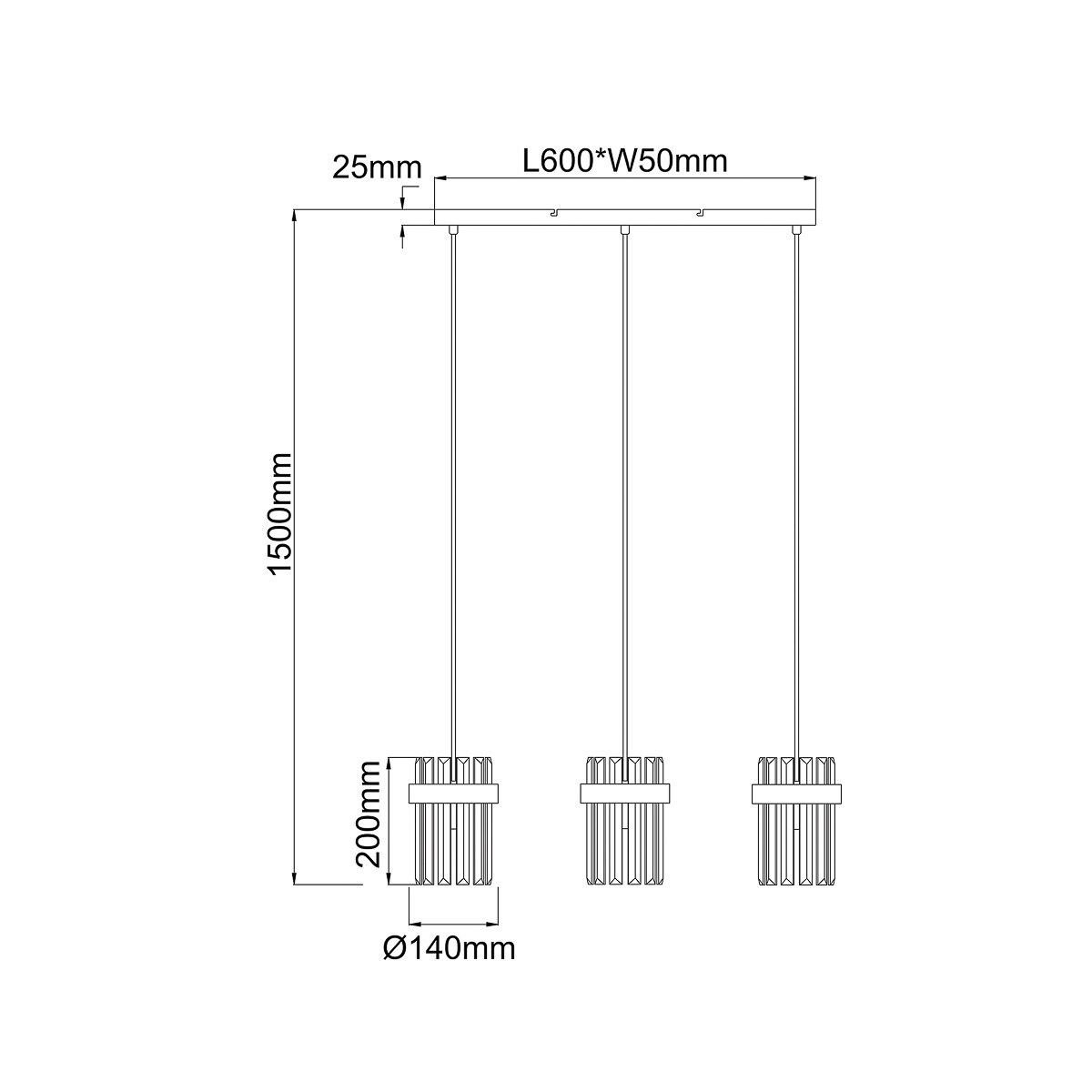 Lampa sufitowa wisząca Light Prestige Vetro chrom 3 x E14 1 szt.