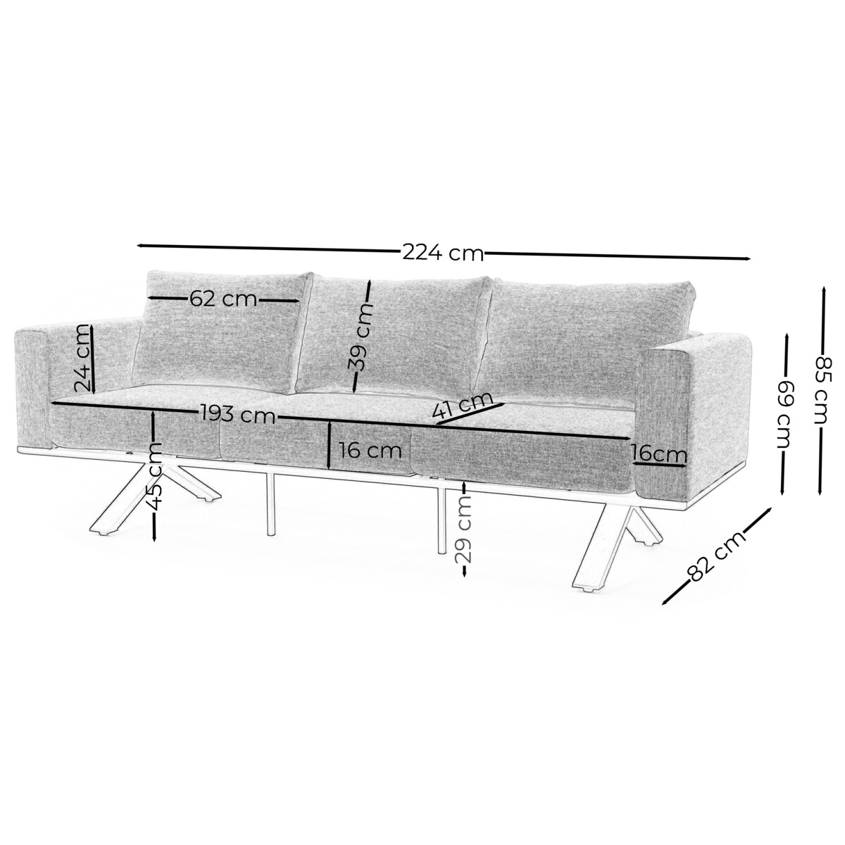 Meble ogrodowe nowoczesne luksusowe aluminiowe MARABELLA szaro drewniane