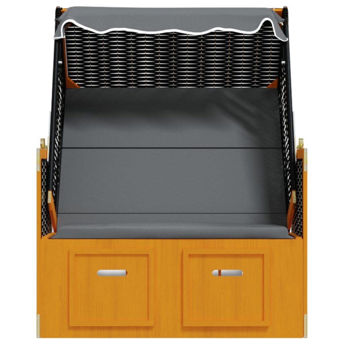 vidaXL Kosz plażowy z zadaszeniem, rattan PE i drewno, czarny/antracyt