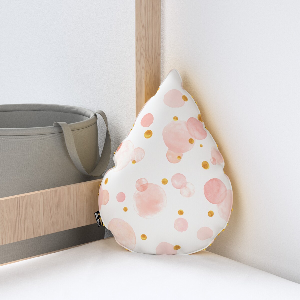 Poduszka Sweet Drop z minky, ecru-różowy, 55x15x35cm, Magic Collection