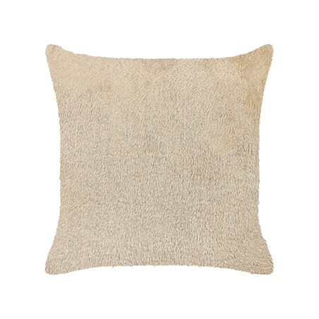 Poduszka dekoracyjna włochacz 45 x 45 cm beżowa PILEA