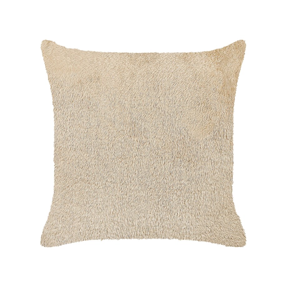 Poduszka dekoracyjna włochacz 45 x 45 cm beżowa PILEA