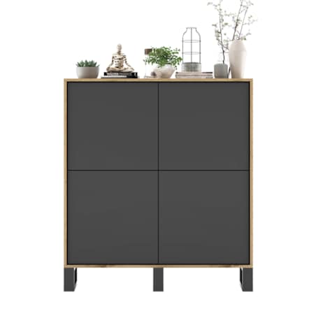 Komoda Industrialna Komoda Loft Grafit MAT Dąb Wotan 113 cm