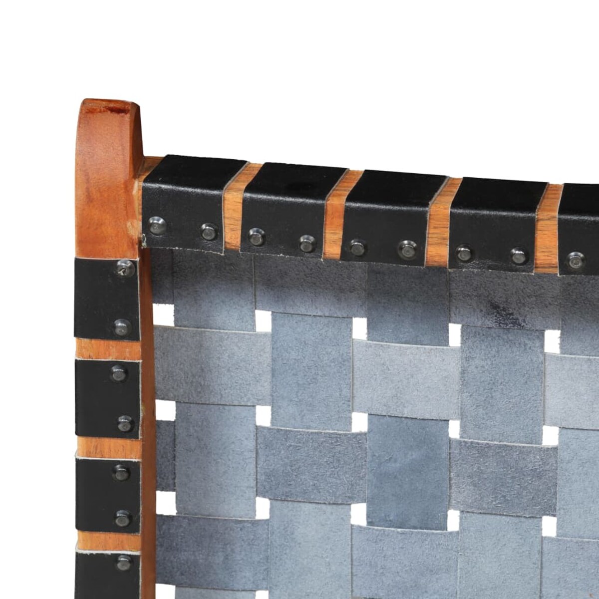 vidaXL Krzesło składane, czarne, skóra naturalna