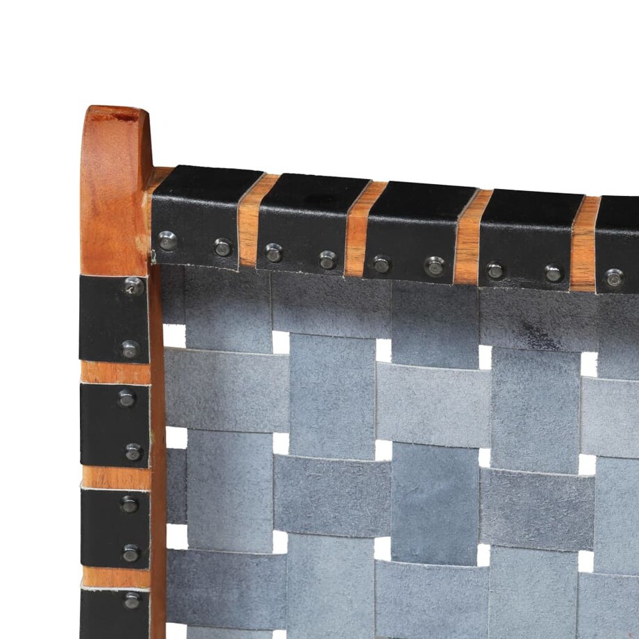 vidaXL Krzesło składane, czarne, skóra naturalna