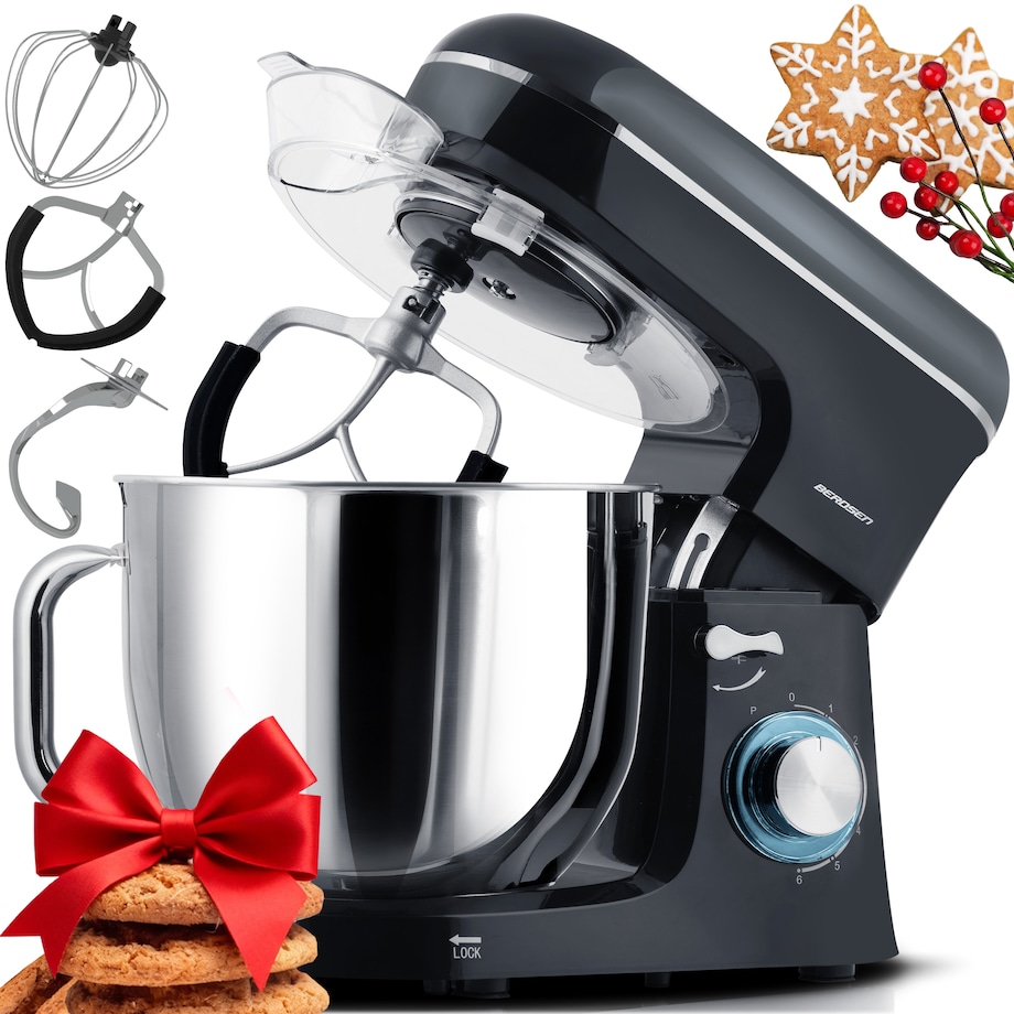 Robot kuchenny planetarny mikser Berdsen 1400W 3w1 6l czarno-srebrny 375600