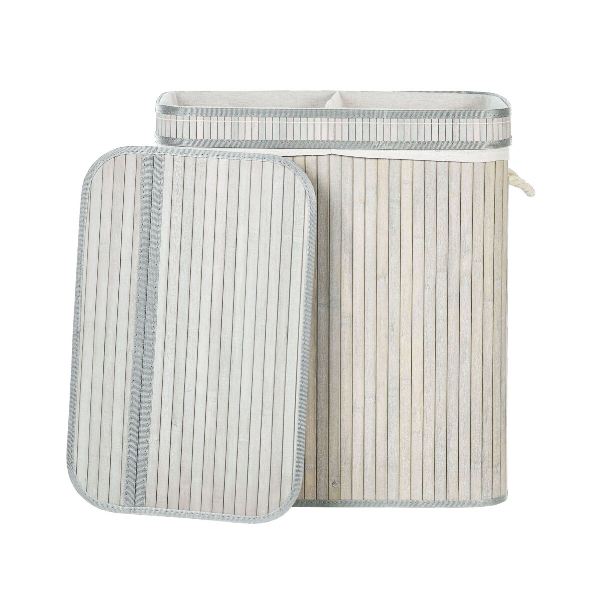 Kosz bambusowy z pokrywką szary KALTHOTA