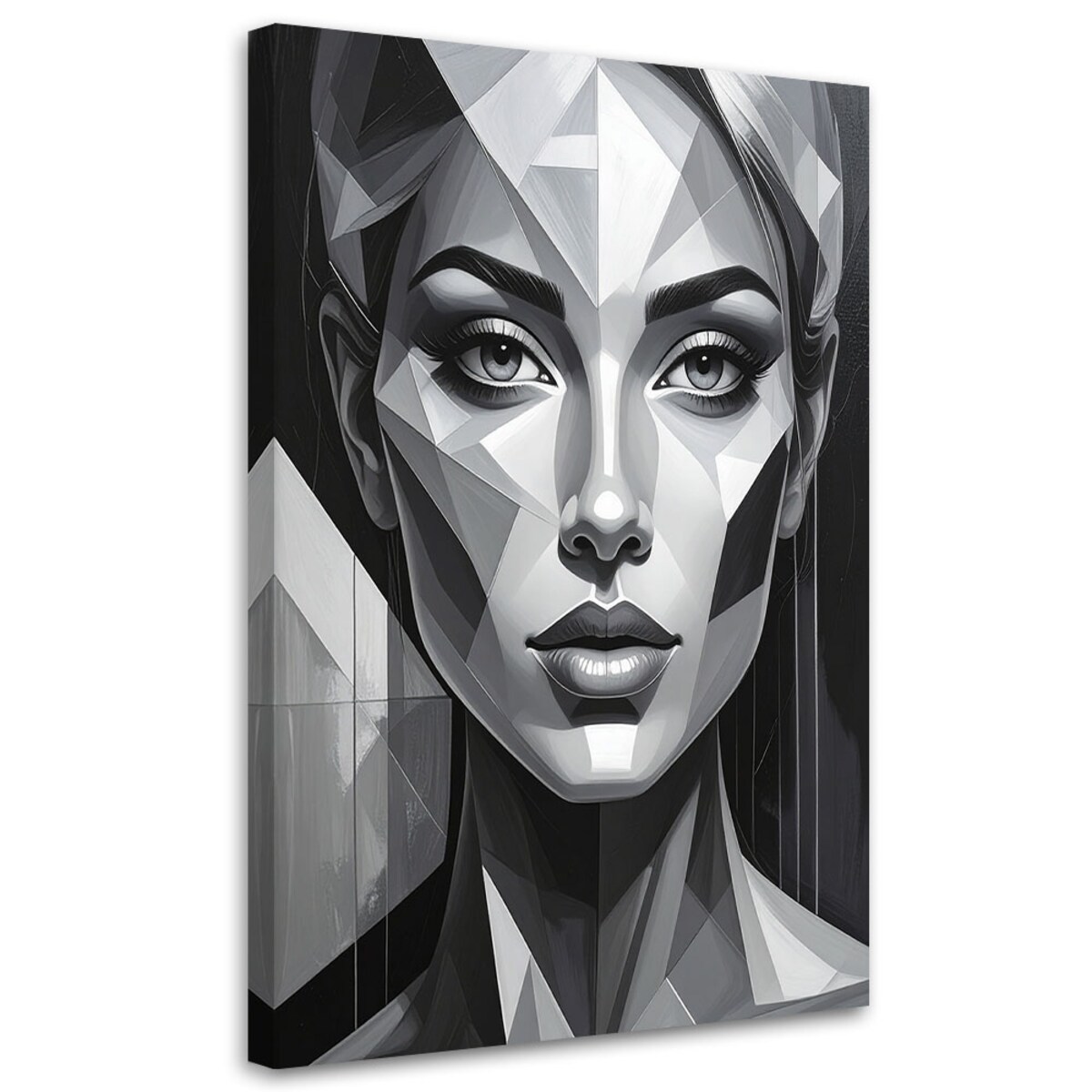 Obraz do salonu sypialni, Kobieta Geometryczny Portret czarno biały