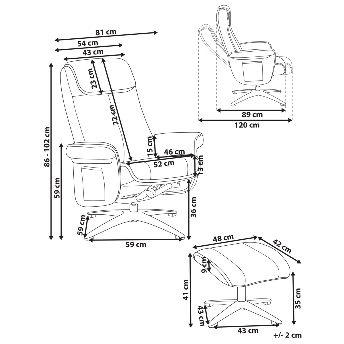 Rozkładany fotel GERAS Boucle Beżowy