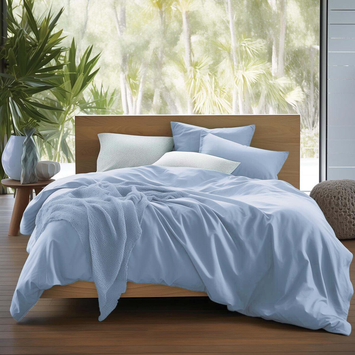 Pościel satyna bawełniana 180x200 kolor niebieski