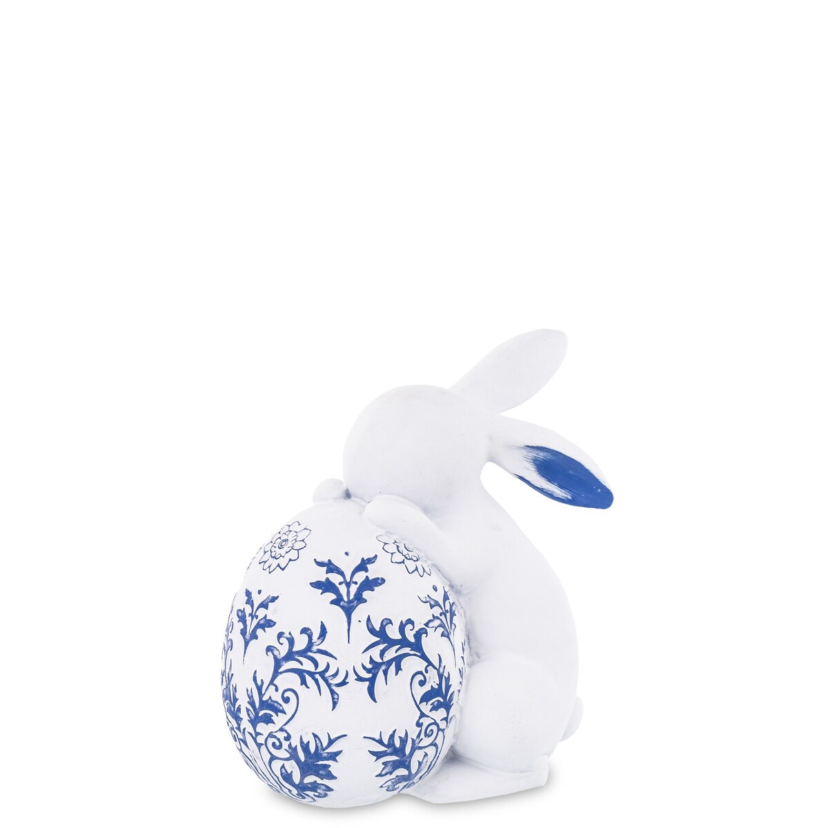 Dekoracja - króliczek z biało-niebieską pisanką 13x12x7 cm