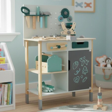 Drewniany warsztat edukacyjny z narzędziami do majsterkowania FOREST