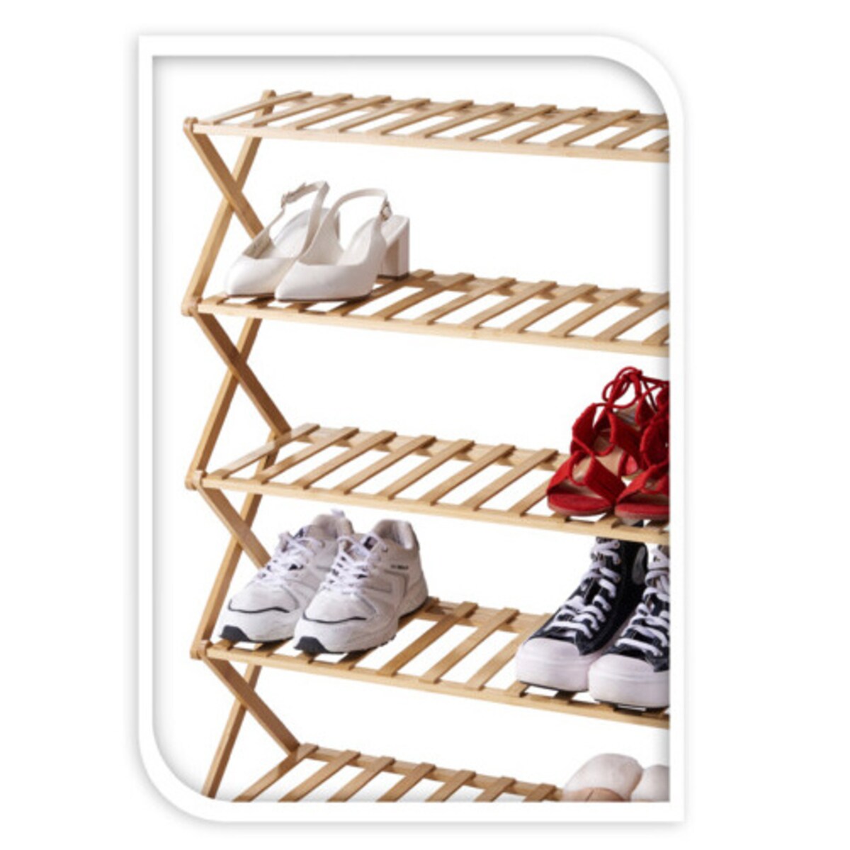 Stojak na buty 5-poziomowy RONIV, 67 x 25 x 87 cm, bambusowy