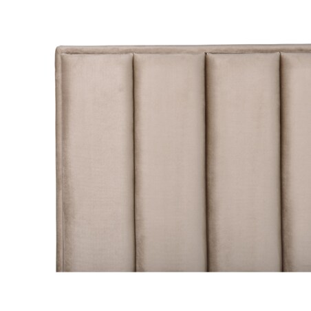 Łóżko z pojemnikiem welurowe 140 x 200 cm szarobeżowe SEZANNE