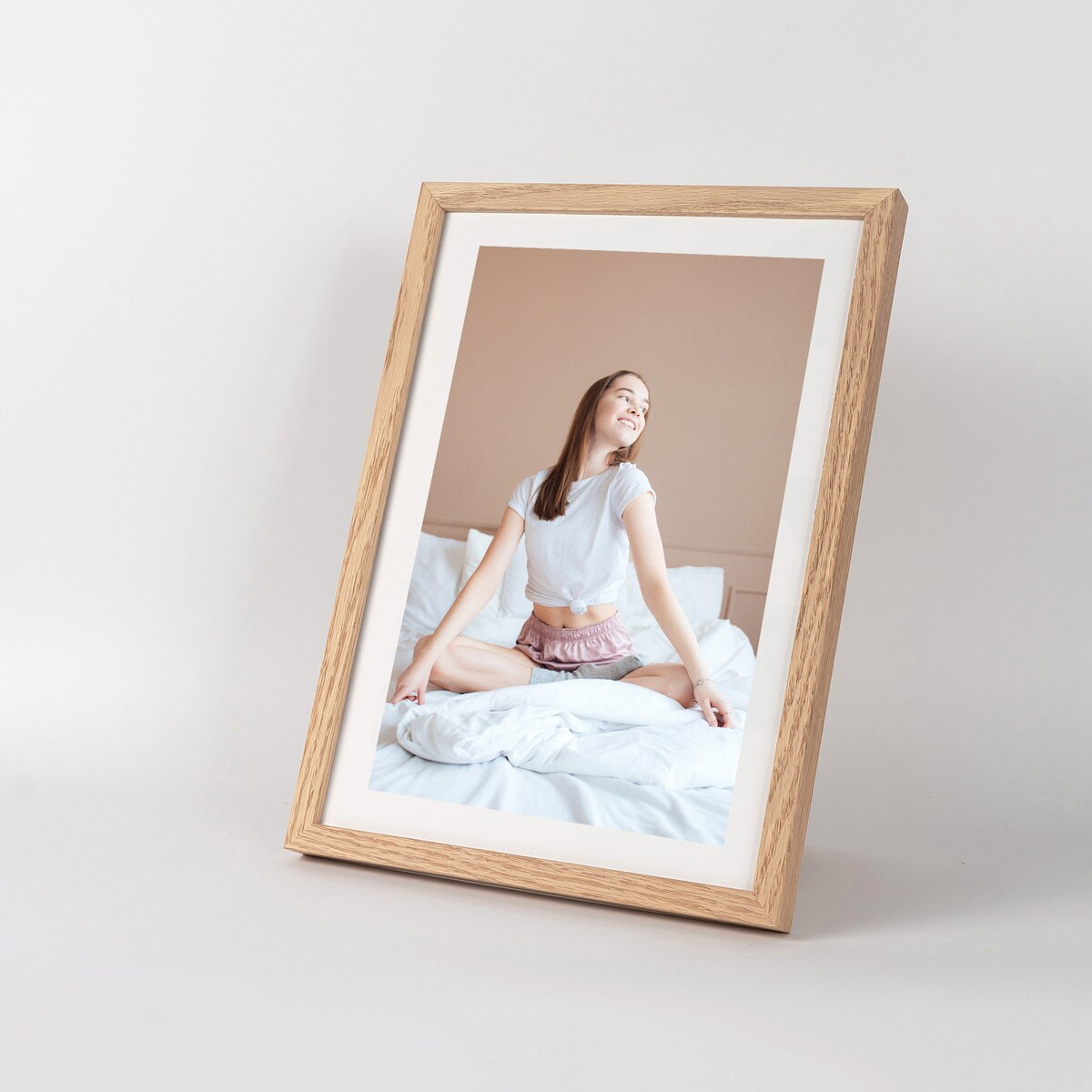 Ramka na zdjęcia 21x29,7 cm A4 ramka drewniana dębowa naturalna foto ramka z litego drewna dębowego prostokątna OAK FRAMAI