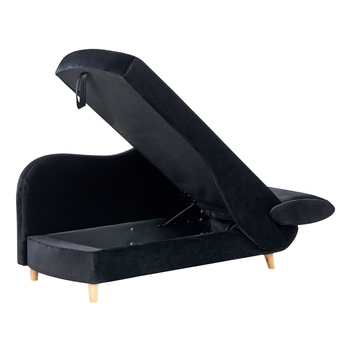 Szezlong welurowy z pojemnikiem prawostronny czarny MERI II