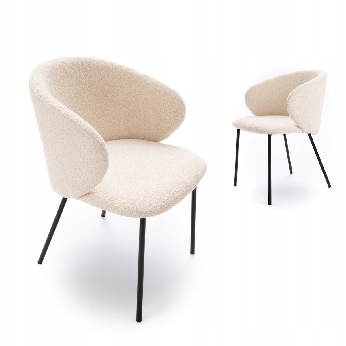 ZESTAW 2 SZTUK Krzesła ZENAR Biało-Czarne Tapicerowane Nowoczesne Loft