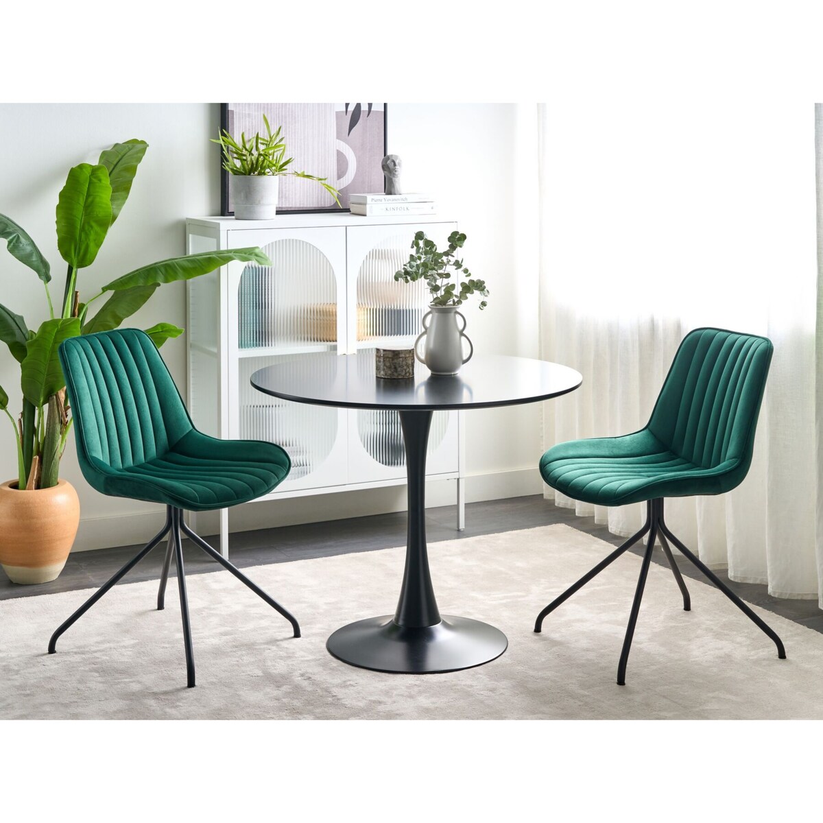 Zestaw 2 krzeseł do jadalni welurowy zielony NAVASOTA