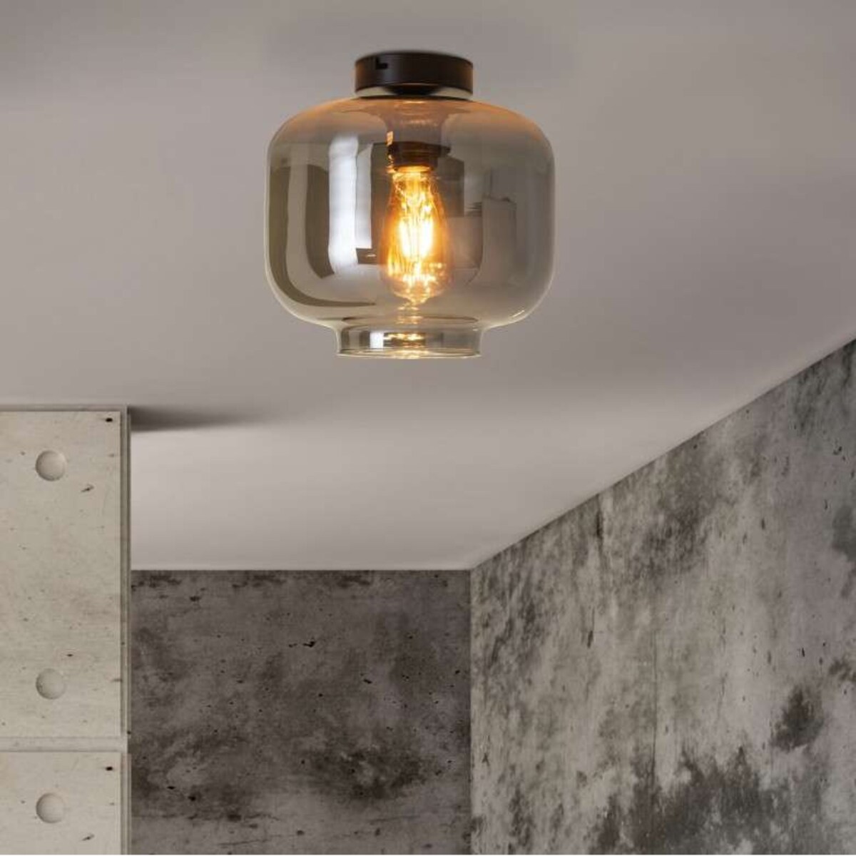 Skandynawska LAMPA sufitowa VASO 1356397 Nave szklana OPRAWA czarna przezroczysta