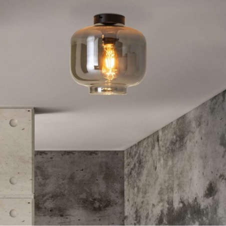 Skandynawska LAMPA sufitowa VASO 1356397 Nave szklana OPRAWA czarna przezroczysta