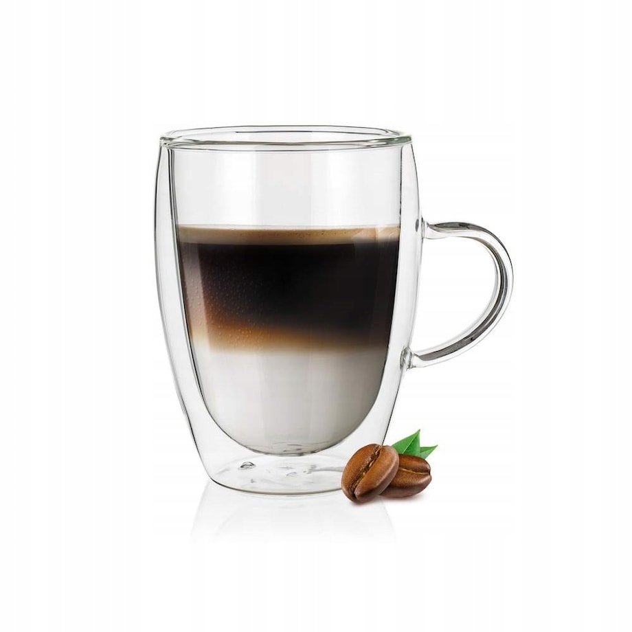 2x SZKLANKA 350 ml kubek termiczny na kawę herbatę podwójna ścianka szkło