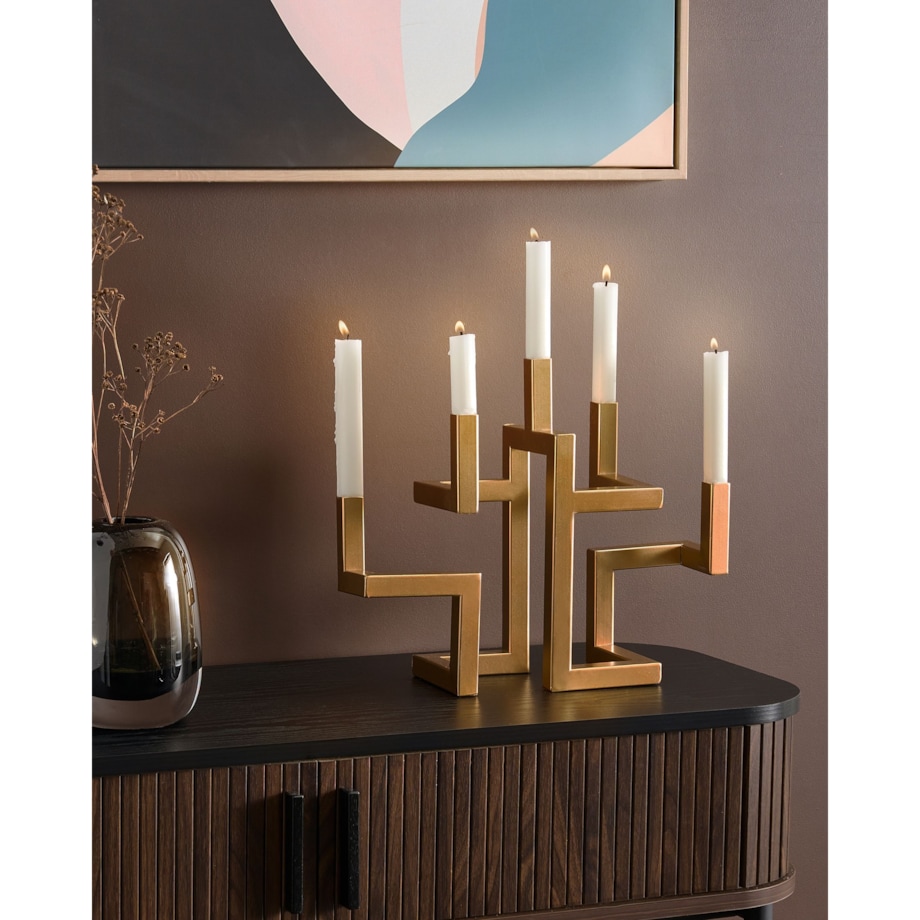 Świecznik RAPOSO Metal 30 cm Złoty