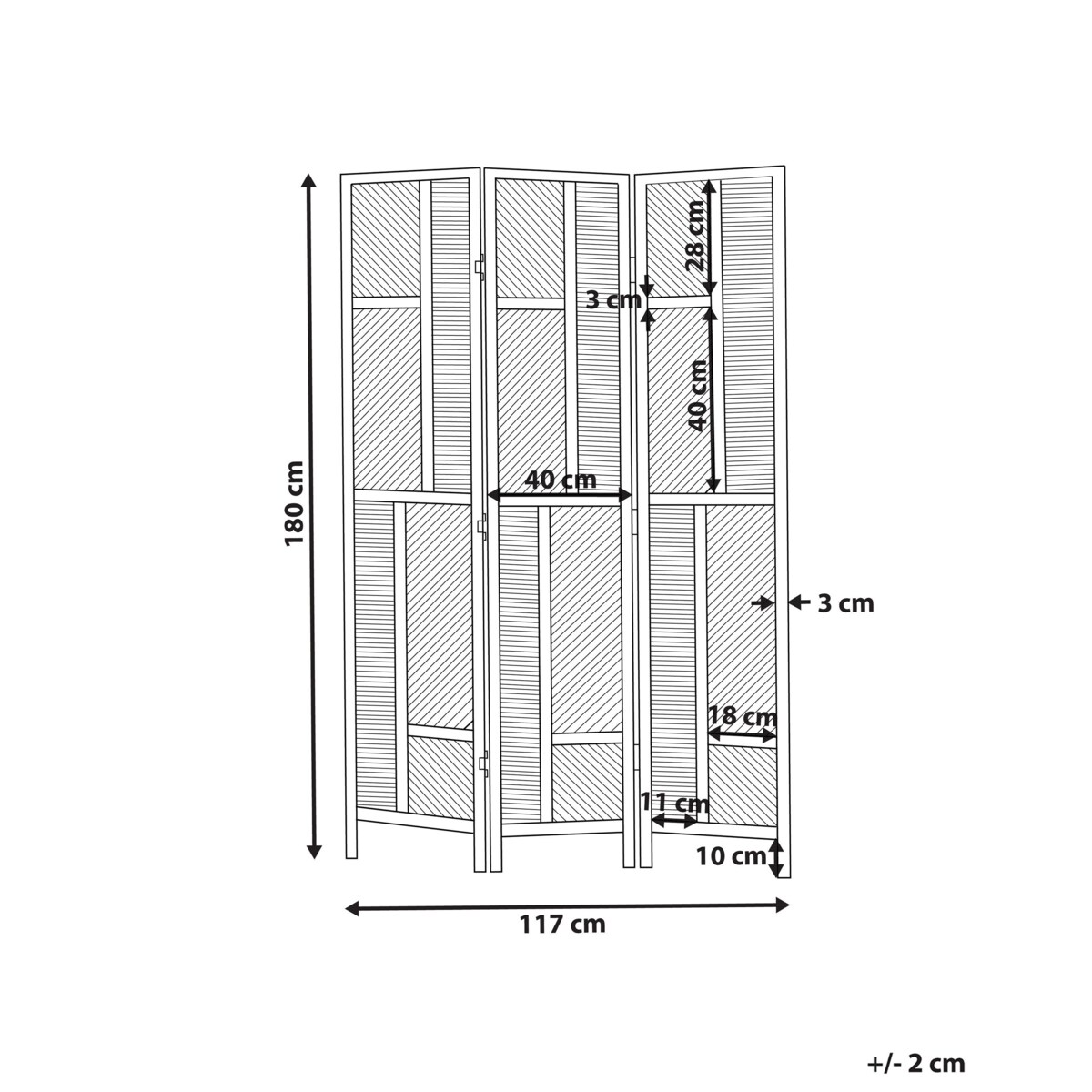 3-panelowy składany parawan pokojowy rattanowy 117 x 180 cm naturaly LAMEZIA