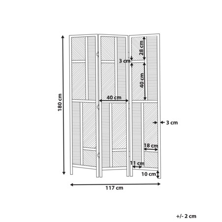3-panelowy składany parawan pokojowy rattanowy 117 x 180 cm naturaly LAMEZIA