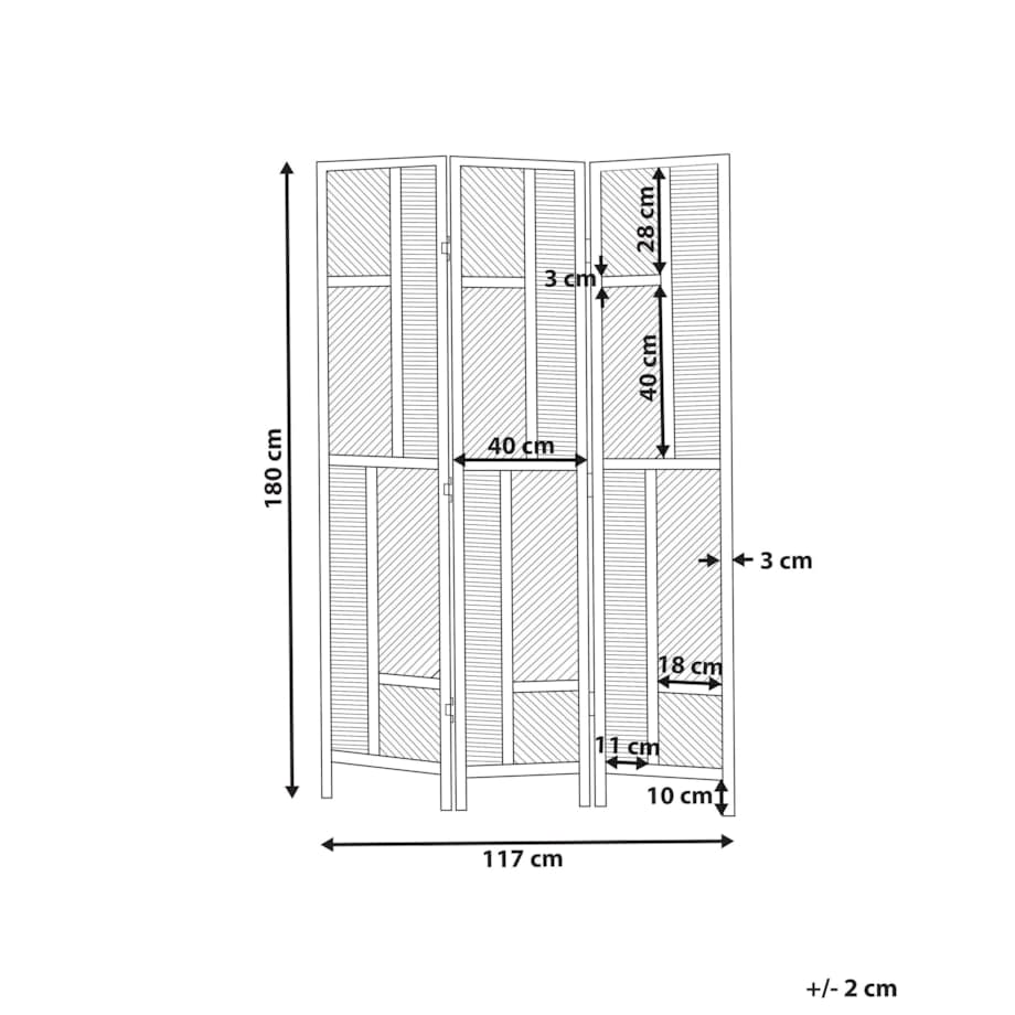 3-panelowy składany parawan pokojowy rattanowy 117 x 180 cm naturaly LAMEZIA