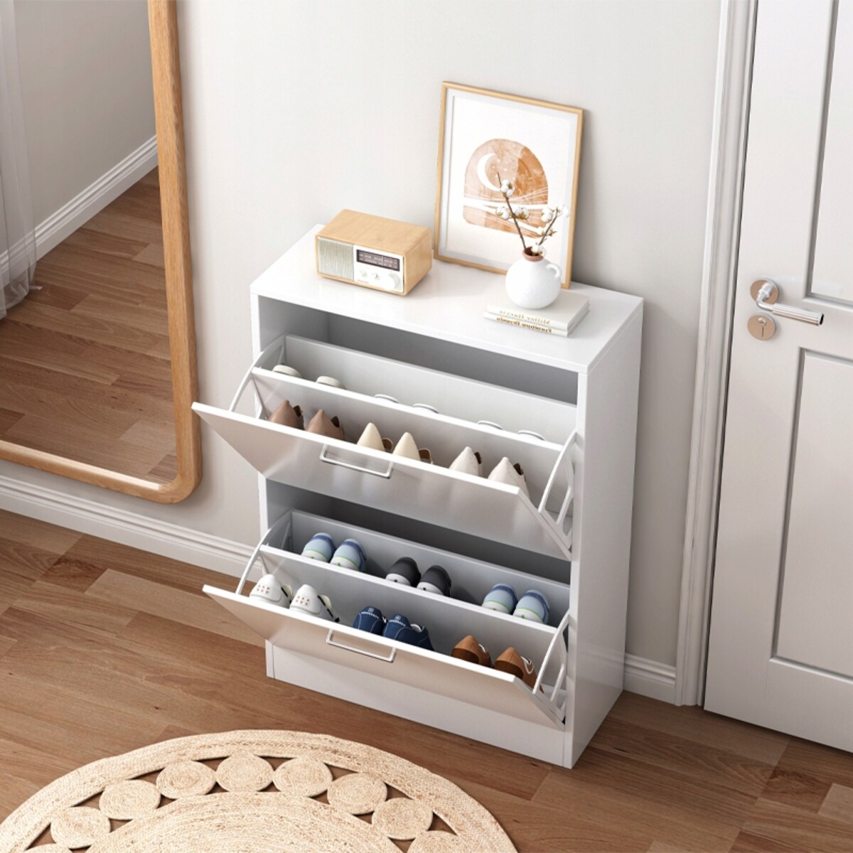 Szafka na buty biała garderoba regał na obuwie komoda loft nowoczesna 60 cm