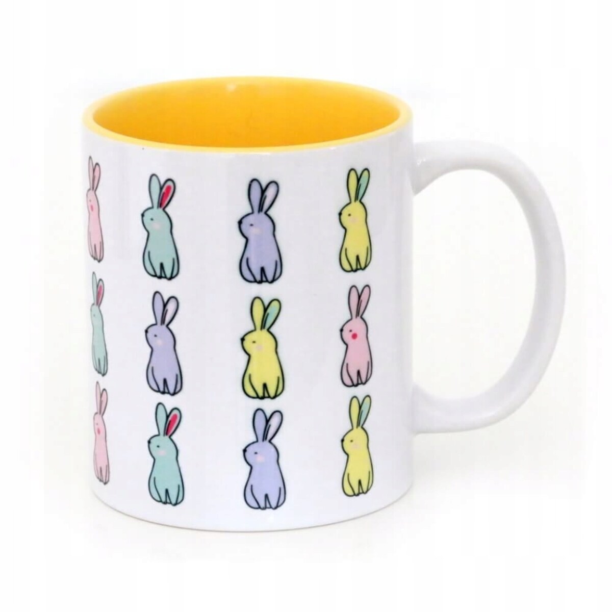 Ceramiczny kubek z uchwytem SUNNY BUNNIES do kawy herbaty czekolady 300ml - prezent upominek na Wielkanoc dla kobiety faceta babci dziadka mamy taty