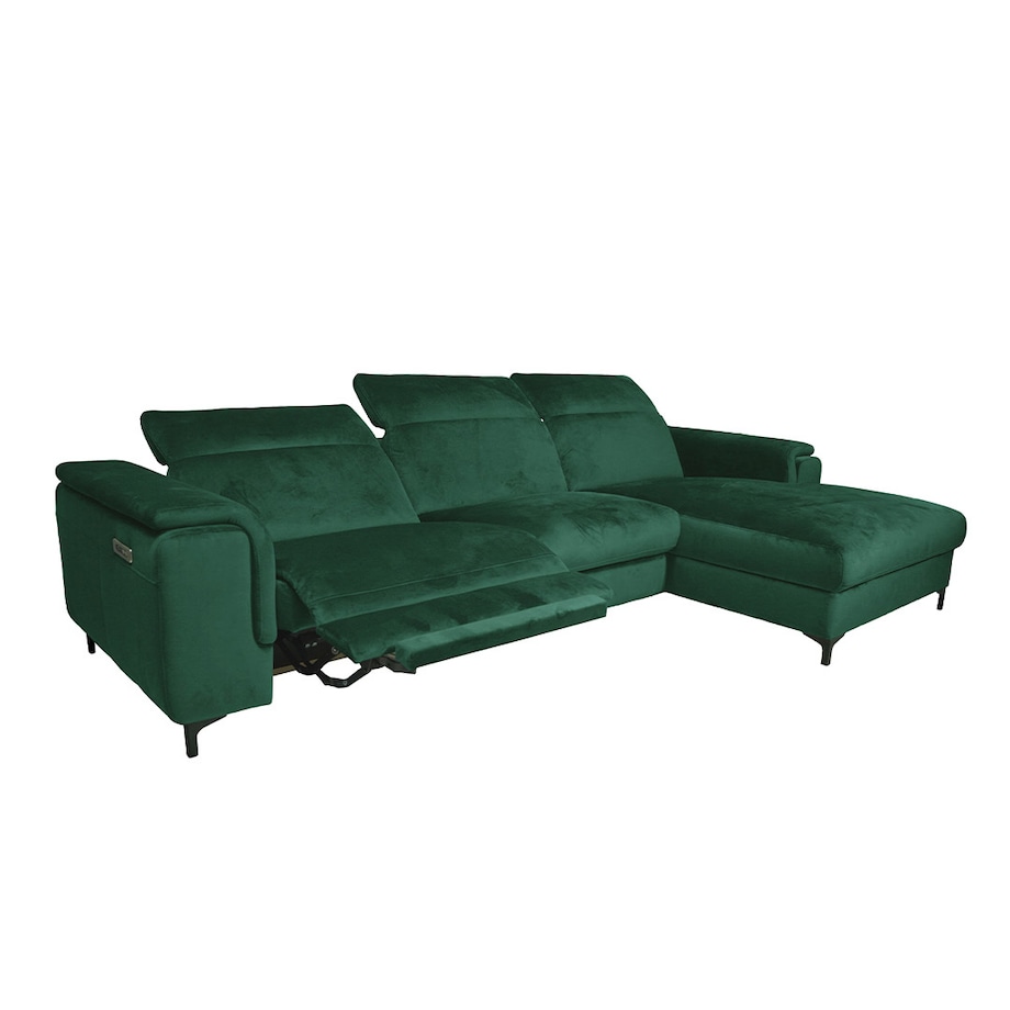 Sofa narożna Brito ciemnozielona z funkcją relaksu