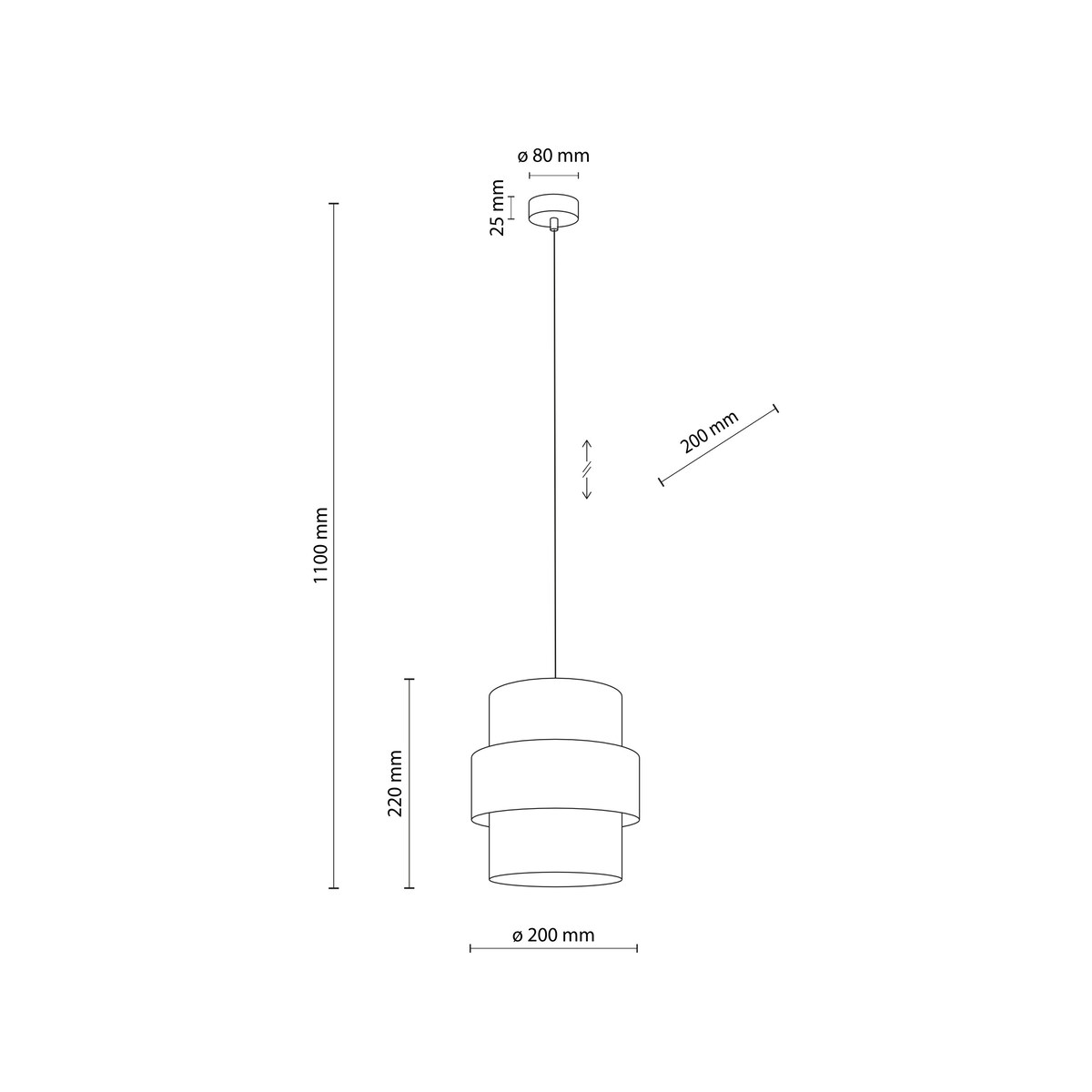 Lampa wisząca TK Lighting CALISTO BLACK 5306 czarna E27 regulowana nowoczesna do salonu kuchni nad stół