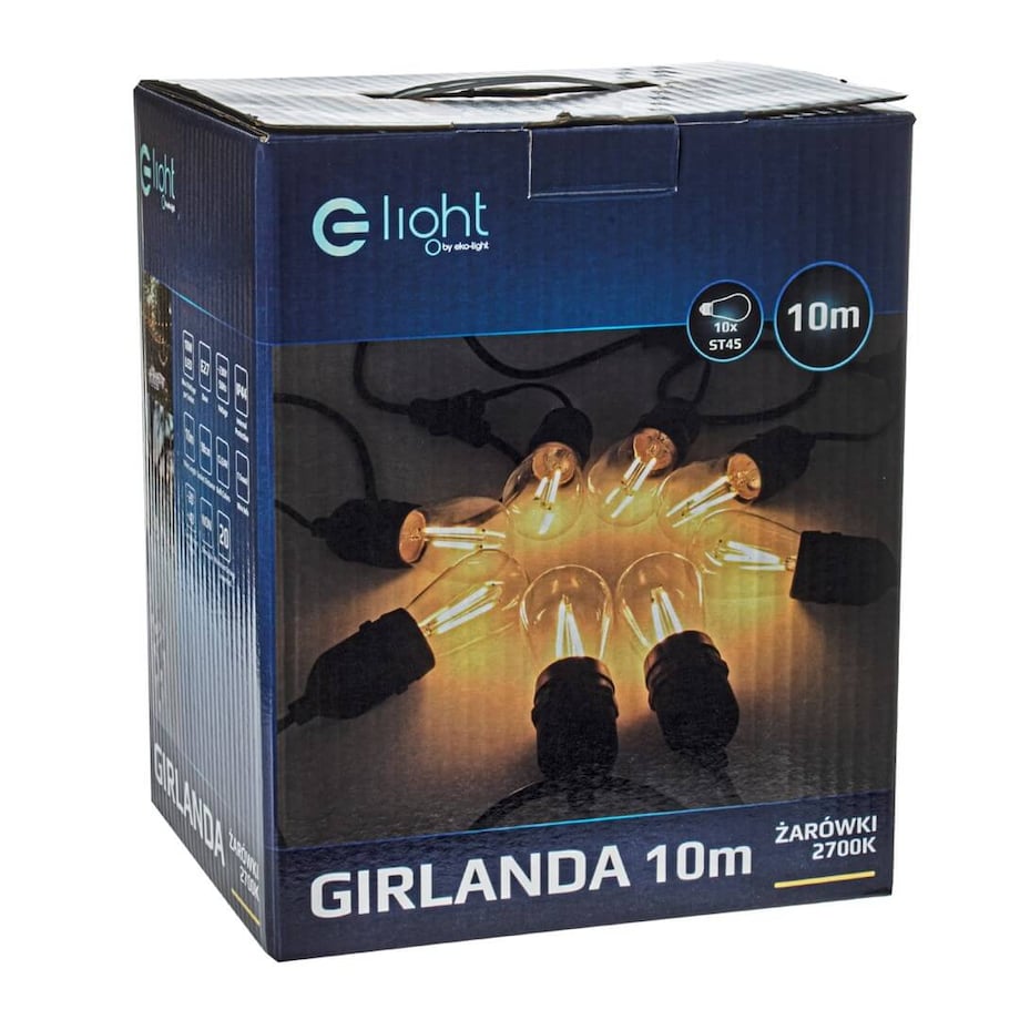 Girlanda z żarówkami filamentowymi 10 LED 15W 10m ciepła