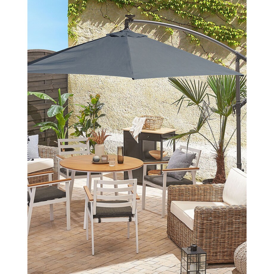 Parasol ogrodowy LED ⌀ 285 cm szary CORVAL