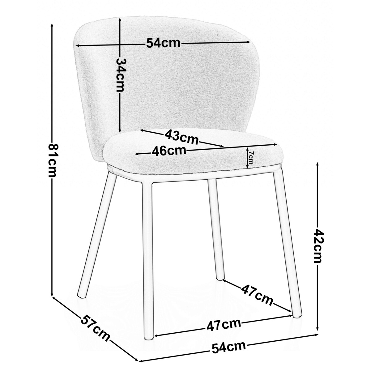KRZESŁO TAPICEROWANE DO SALONU GLAMOUR TKANINA BOUCLE TEDDY JASNOBEŻOWE BARI