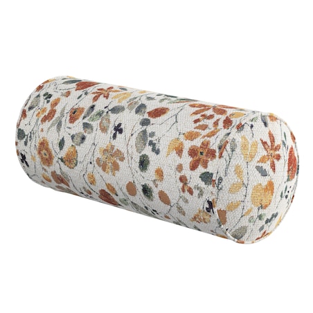 Poduszka wałek prosty, pomarańczowo-zielone kwiaty na kremowym tle, Ø16 x 40 cm, Cosy Home