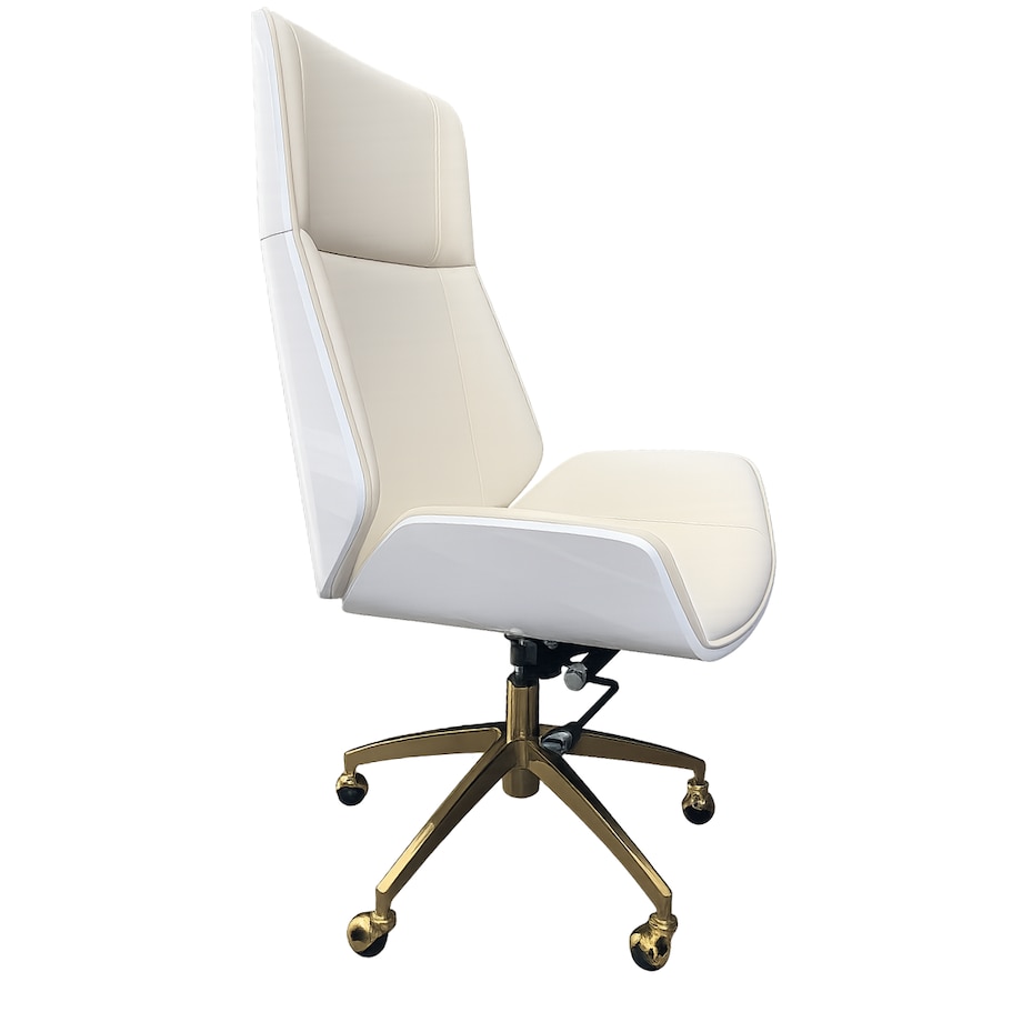 Zestaw mebli biurowych Prima: biurko białe glamour + fotel obrotowy