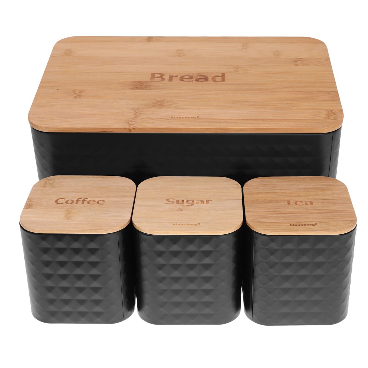 Chlebak w zestawie z 3 pojemnikami pojemnik na chleb pieczywo czarny KLAUSBERG