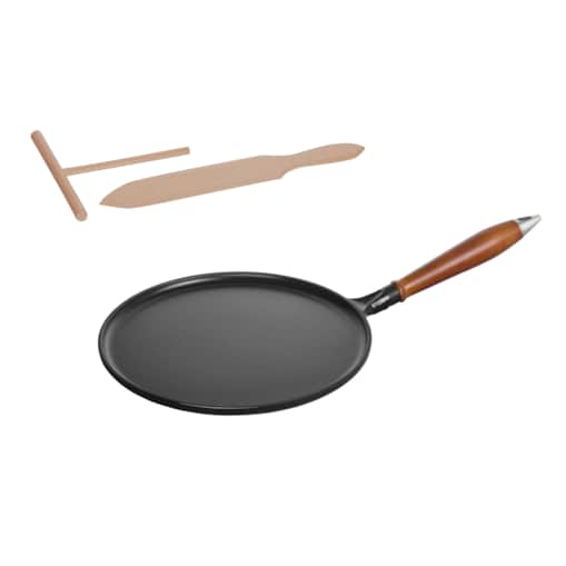 Patelnia do naleśników z drewnianym uchwytem Staub - 28 cm, Czarny