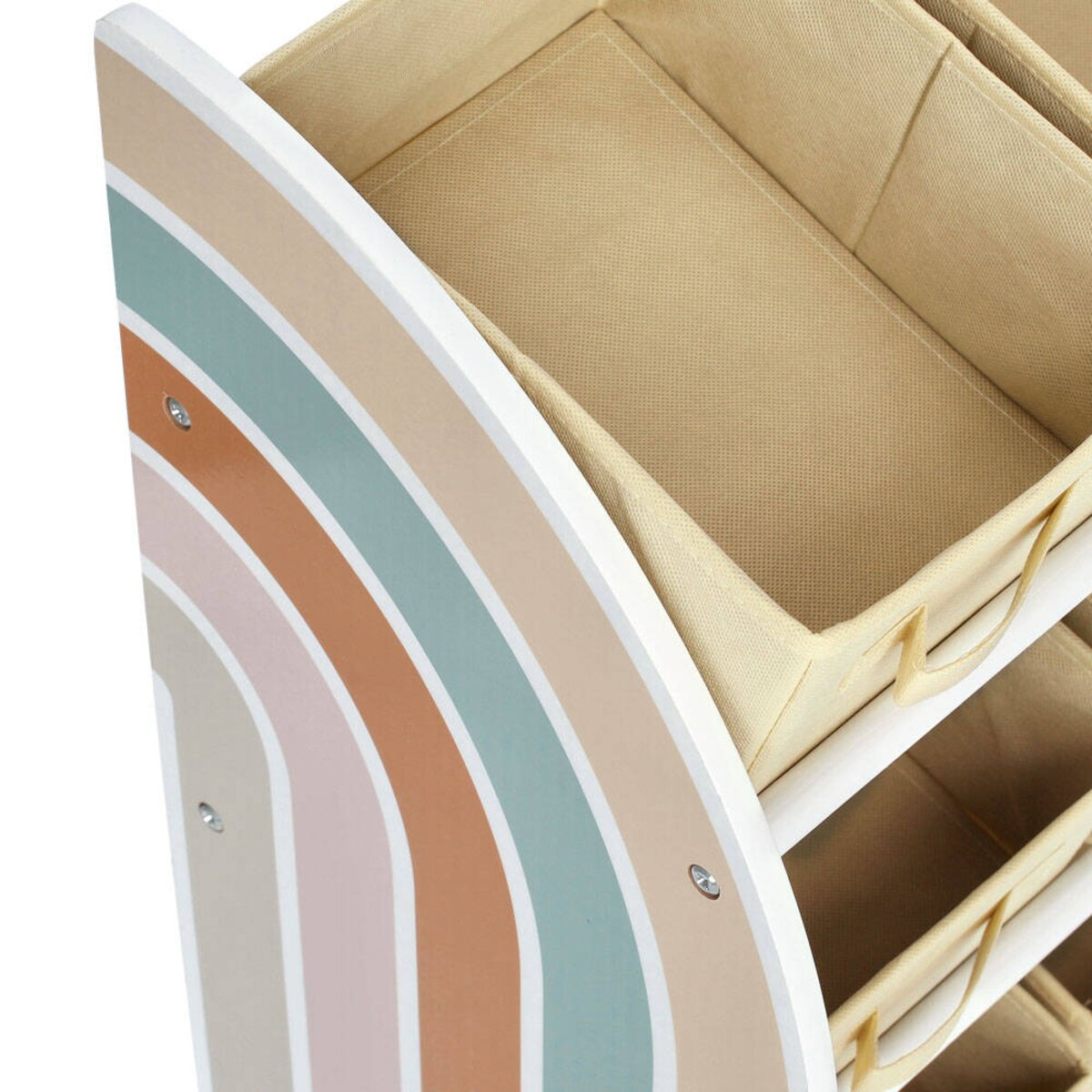 Regał dla dzieci z tekstylnymi pudełkami RAINBOW, MDF