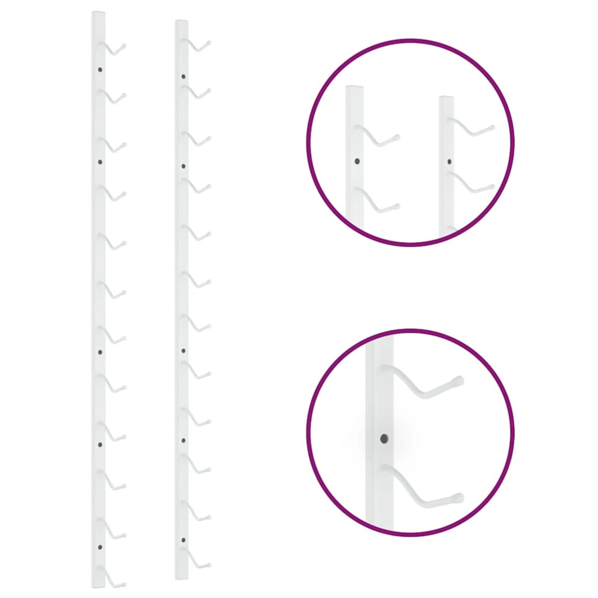 vidaXL Ścienny uchwyt na 12 butelek wina, biały, żelazny