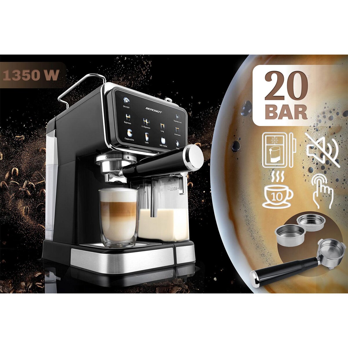 Ekspres do kawy ciśnieniowy kolbowy ze spieniaczem Berdsen BD-773 377300