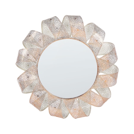 Lustro ścienne ø 54 cm biało-miedziane MANGALORE
