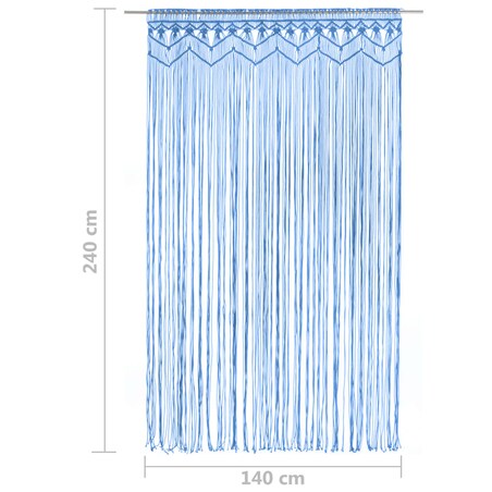 vidaXL Zasłona z makramy, niebieska, 140 x 240 cm, bawełna